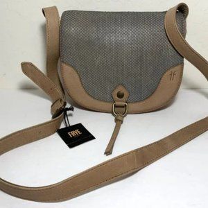 Frye Shiloh Small Leather Saddle Bag Beige